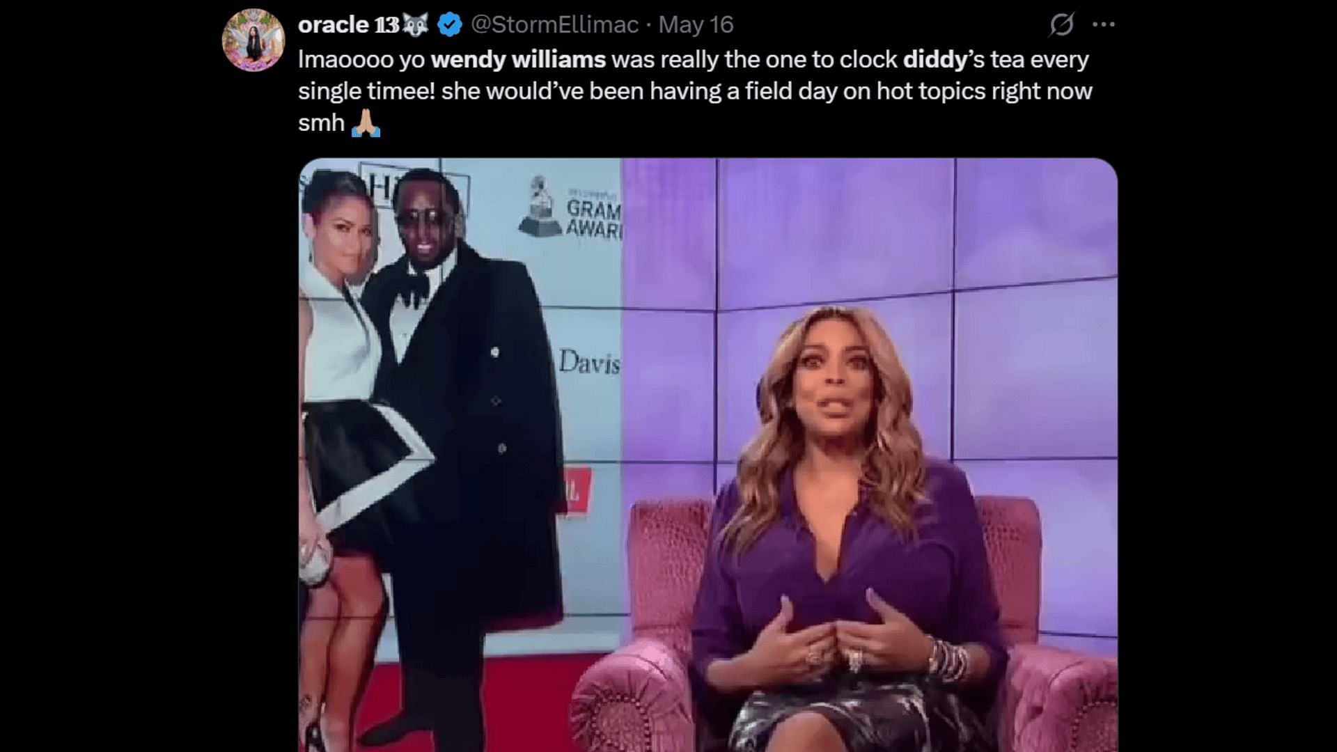 Wendy Williams has been a longtime critic of Puffy. (Image via X)